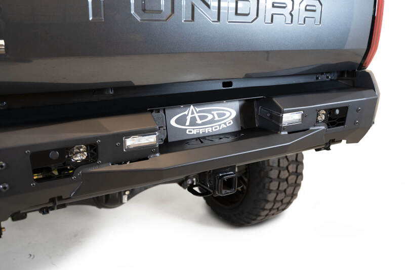 Toyota Tundra Bumper - Rear - Addictive Desert Designs - Stealth Fighter - Hammered Black Powder Coat with Satin Black Aluminum Accent Panels - `22-`27